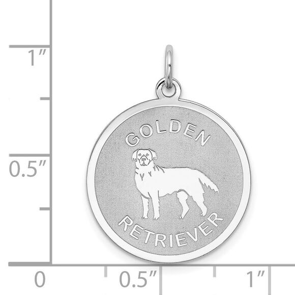 Sterling Silver Laser Etched Golden Retriever Dog Pendant, 19mm - Picture 4 of 5